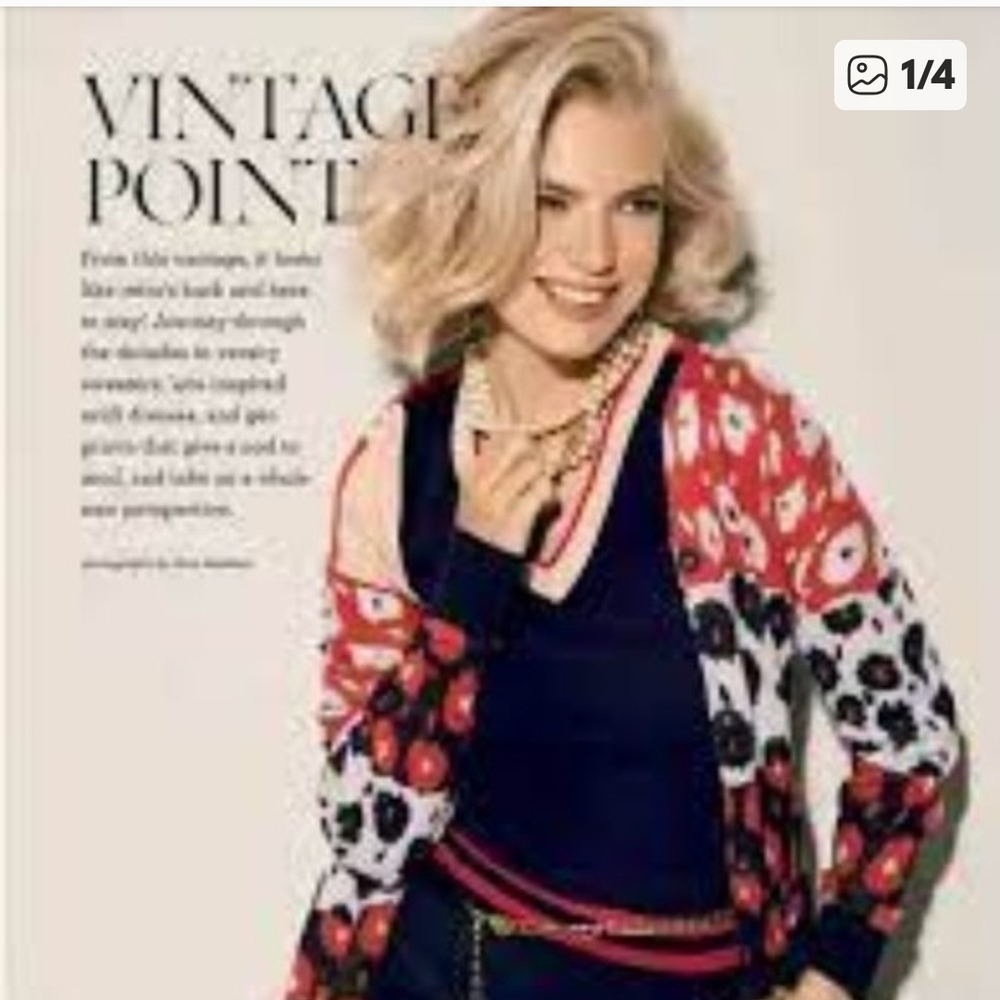 CAbi Red and Black Floral Cardigan